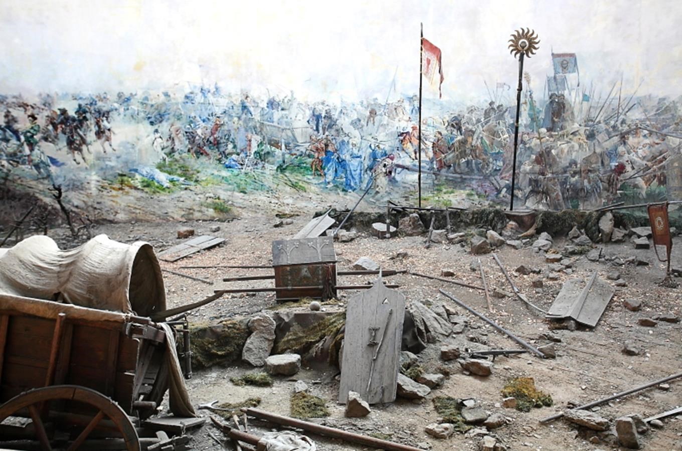 Pavilon s bitvou u Lipan na Výstavišti Holešovice