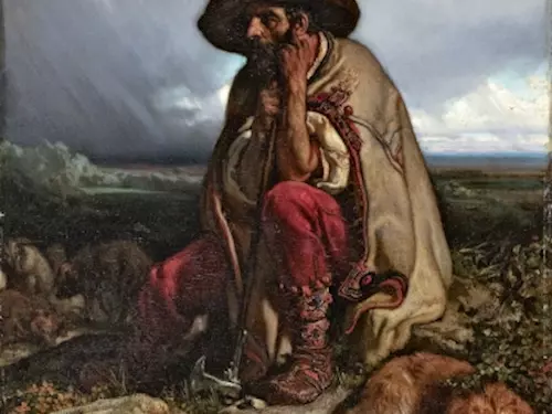 Jaroslav Cermák, Slovenský baca se psem, 1854, Sbírka Karlštejnská, a. s., Jinocany