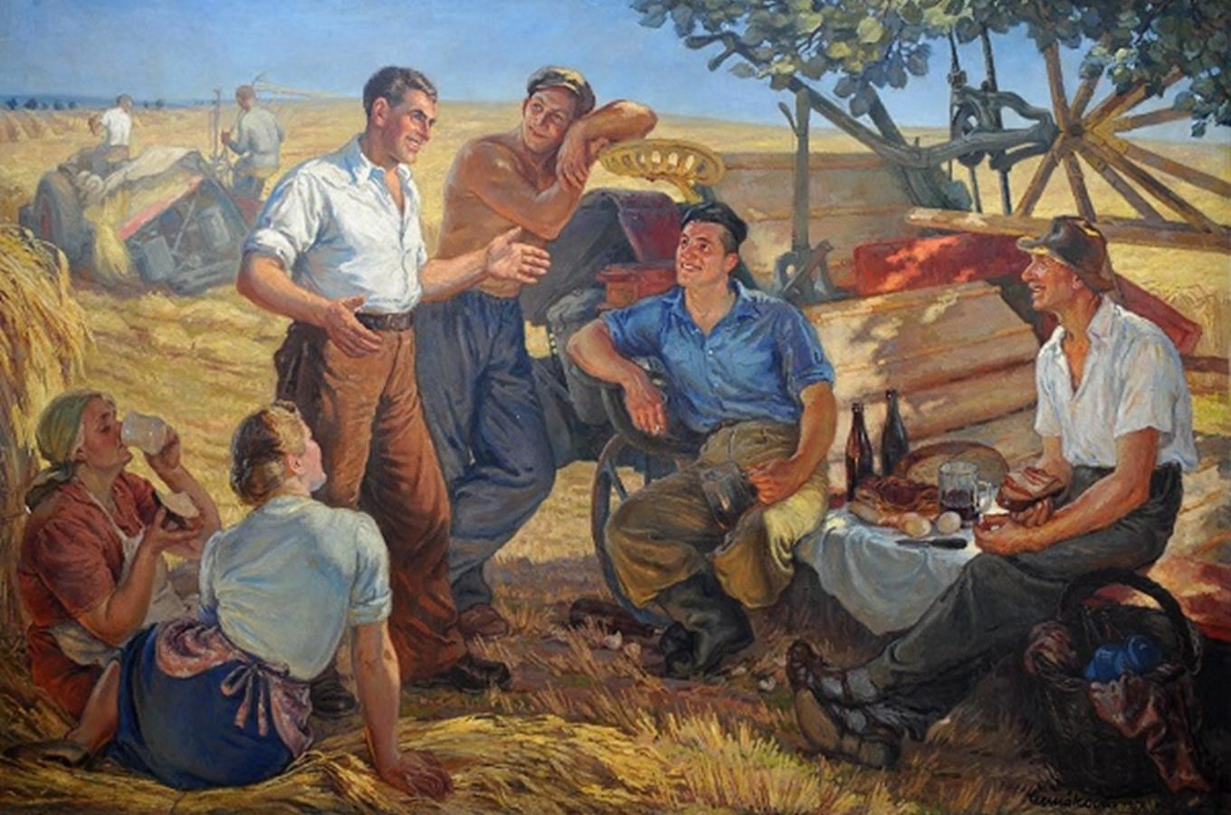 Obraz zemědělství v socialistickém realismu na zámku Kačina